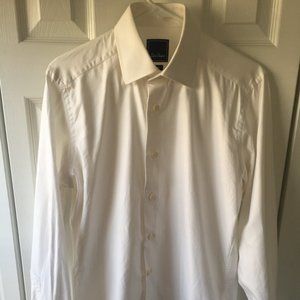 David Donahue French Cuff White Dress Shirt - Trim Fit - Size 15.5 and 32/33